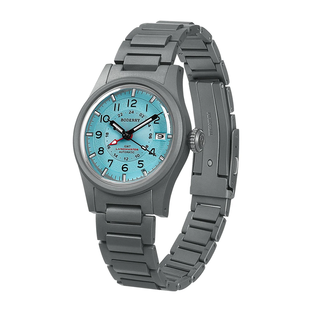 Boderry LANDMASTER GMT Titanium Automatic Men's Watch Field Luminosity 100M Water Resistance