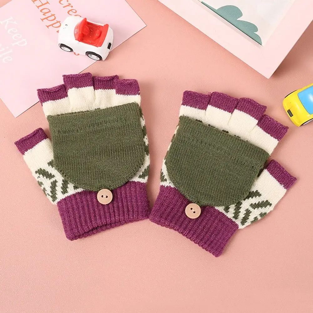 

3- 10Years Old Cute Warm Winter Gloves Coldproof Candy Color Children Mittens Soft Thicken Knitted Gloves Toddler
