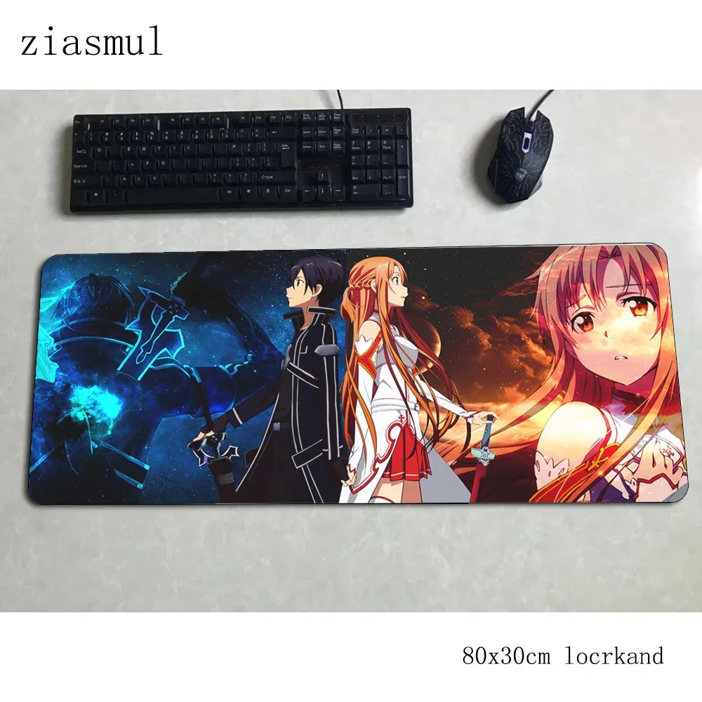 sao padmouse 80x30cm gaming mousepad game locked edge large mouse pad gamer computer desk esports mat notbook mousemat pc