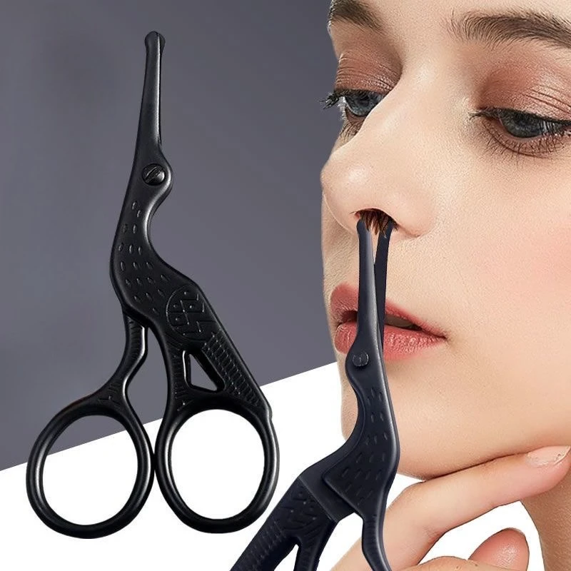 Nose Hair Scissors, Stainless Steel Rounded Tip Trimmer, Precision Eyebrow Scissor, Safe Facial Hair Grooming Tool, Compact for