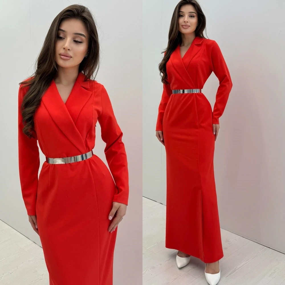 

Customized Luxury Jersey Evening Dress Delicate Long Sleeves V-Neck Prom Dresses Temperament Mermaid Special Occasion Gowns