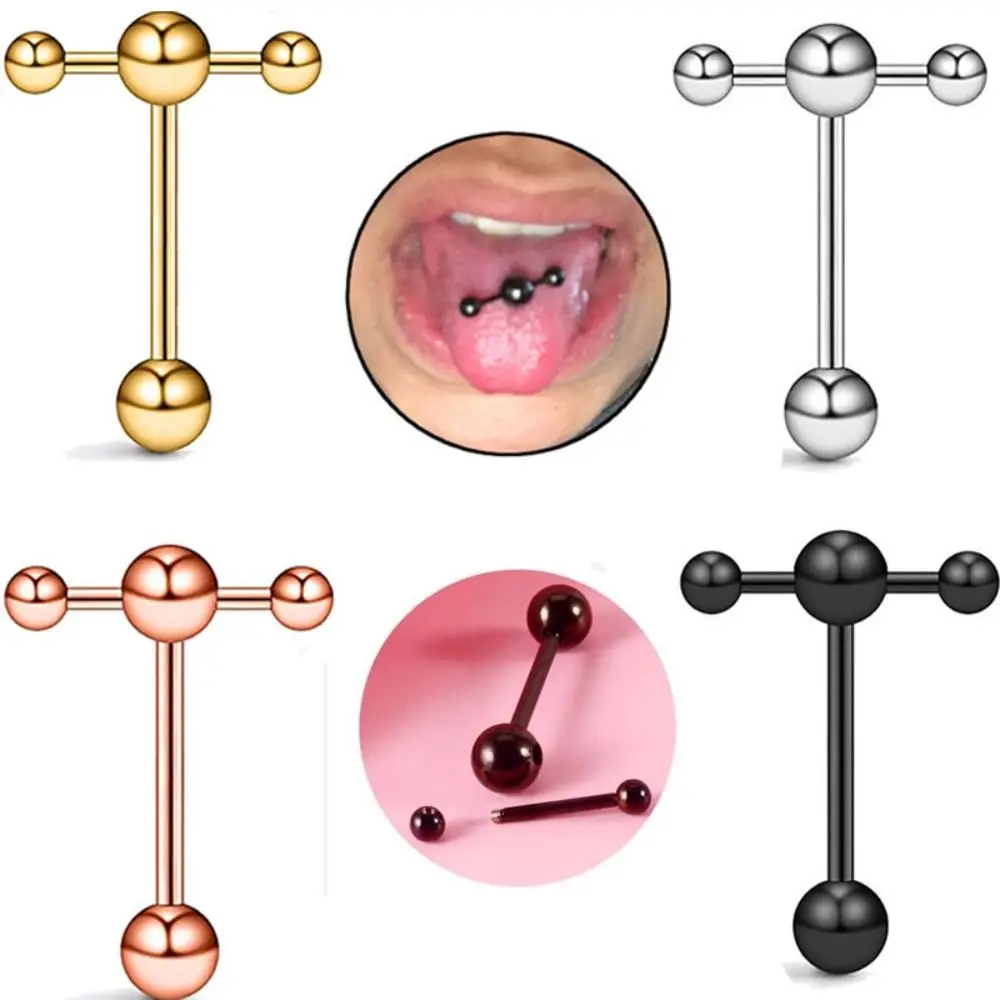 Moda criativa de aço inoxidável língua parafuso prisioneiro orelha studs feminino corpo jóias língua anel haltere língua prego piercing jóias