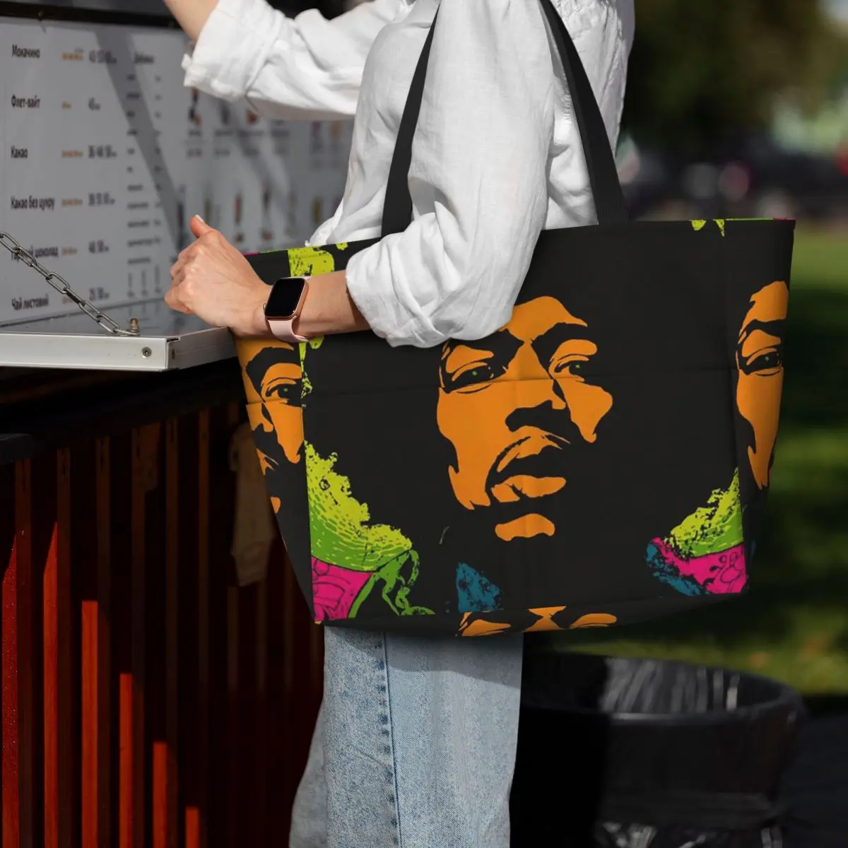 Jimi Hendrix New Bestseller Rock Album Graphic Beach Tote Bag Sport Gym Yoga Duffle Large Tote Bag Women Travel Bag Fitness bag