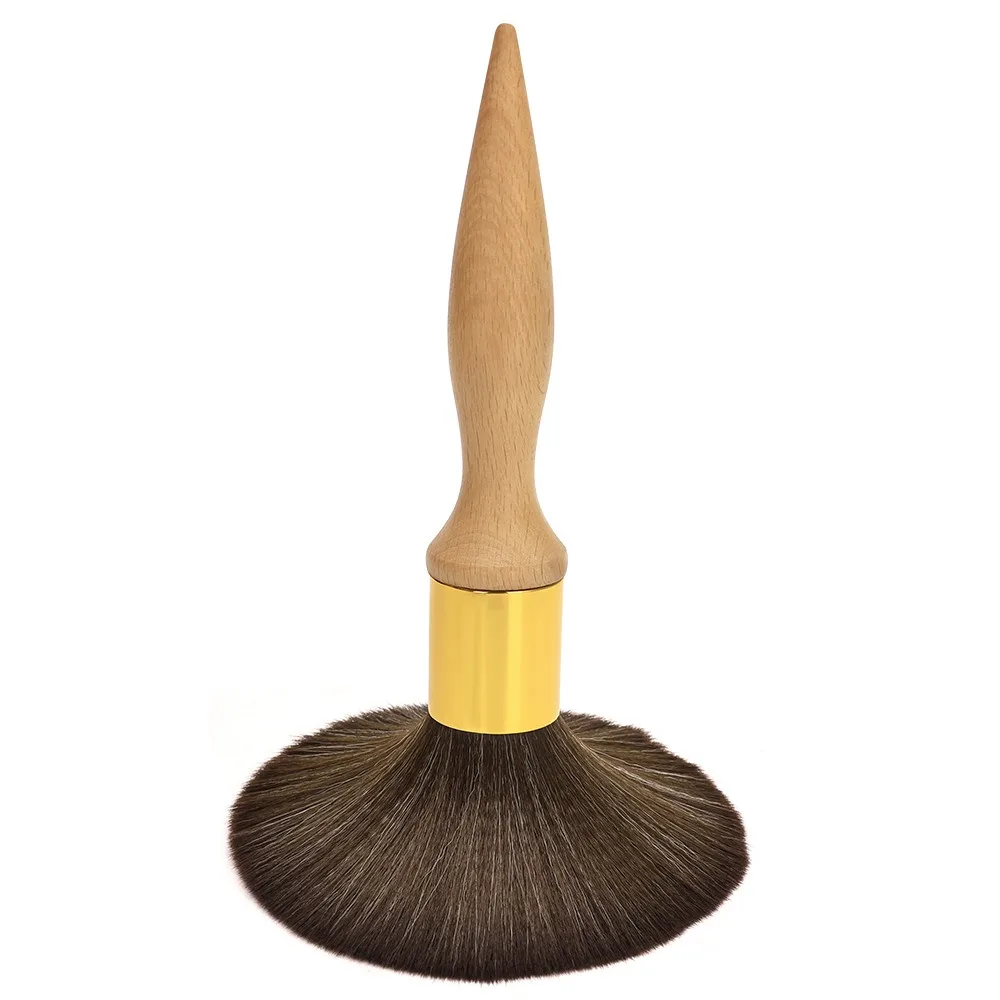 

Профессиональная мягкая щетка для парикмахерских с деревянной ручкой, антистатическая щетка для шеи и лица, щетка для удаления пыли, чистящая щетка для стрижки макияжа