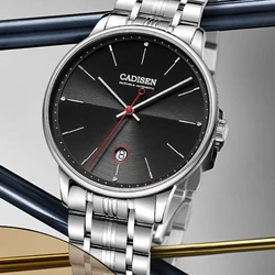 Cadisen For Mens Mechanical Watch Male Business Japan Nh35 Automatic Date Steel Sapphire Clock Montre Homme 2025 Luxe De Marque