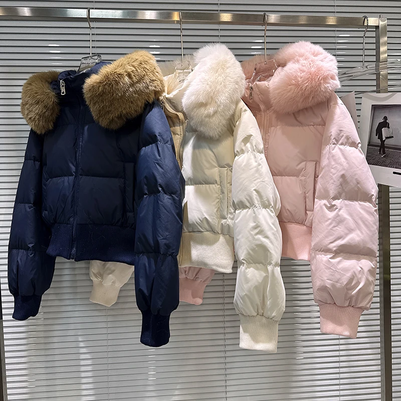 2025 winter new sweet temperament fur collar waist cinching warm hood bread cotton jacket women casual versatile coat