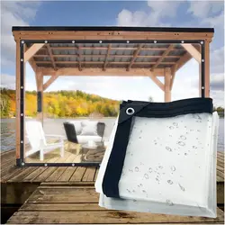 2x3m Transparent Waterproof Tarpaulin Garden Rainproof Clear Poly Tarp Plant Cover Insulation Shed Cloth with Grommets