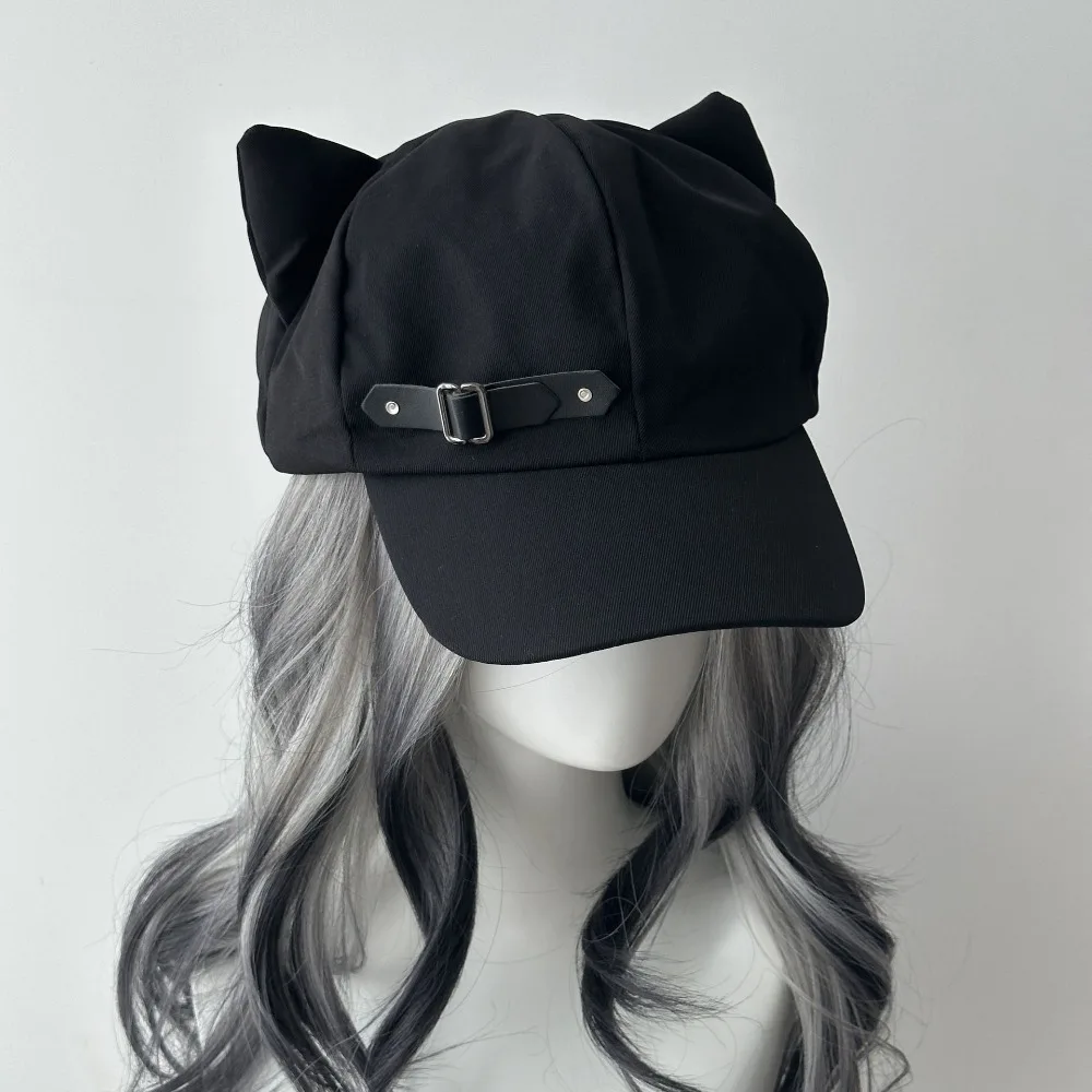 

Cat Ears Lolita Beret Hat Harajuku-Inspired Gothic Steampunk Punk Style Flat Cap Cotton Zipper Sun Hat Women Girls