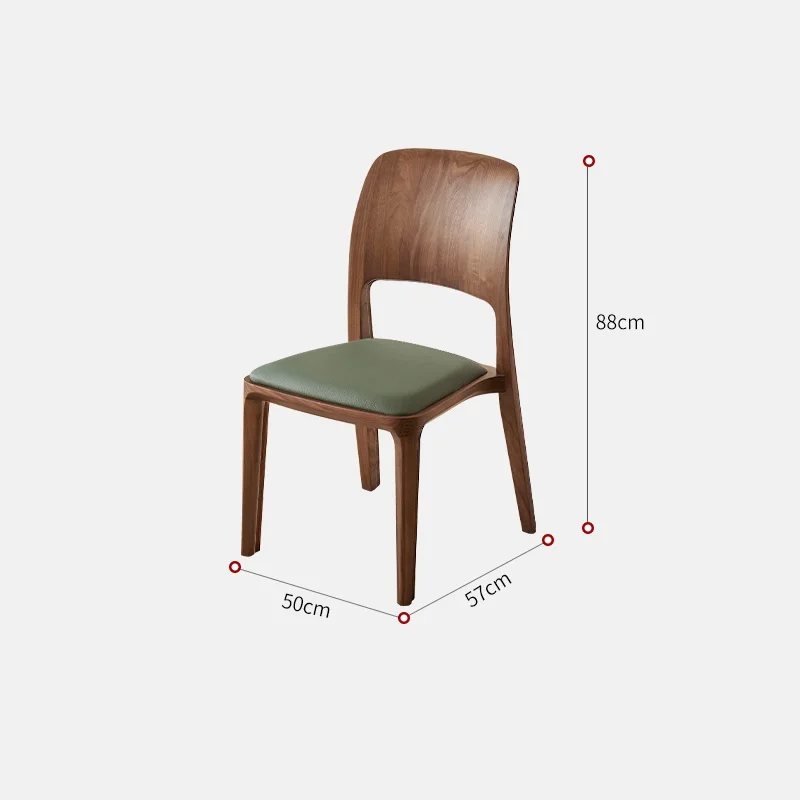 Factory Wholesale Modern Padded Scandi-Style Solid Black Walnut Dining Chair with PU Leather Upholstery