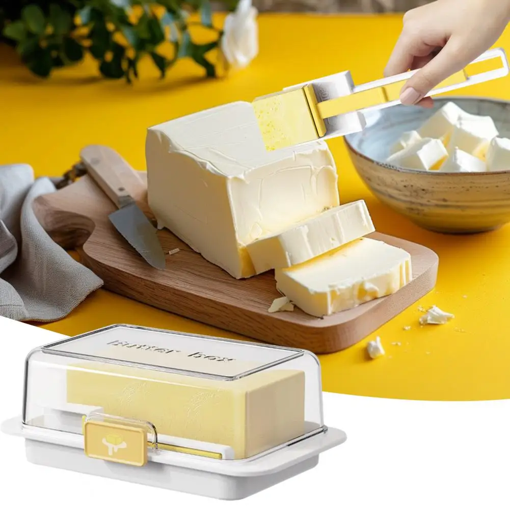 Airtight Butter Box Butter Keeper Box with Airtight Lid Butter Cutter Dish with Spoon Fridge Storage Container for Fresh