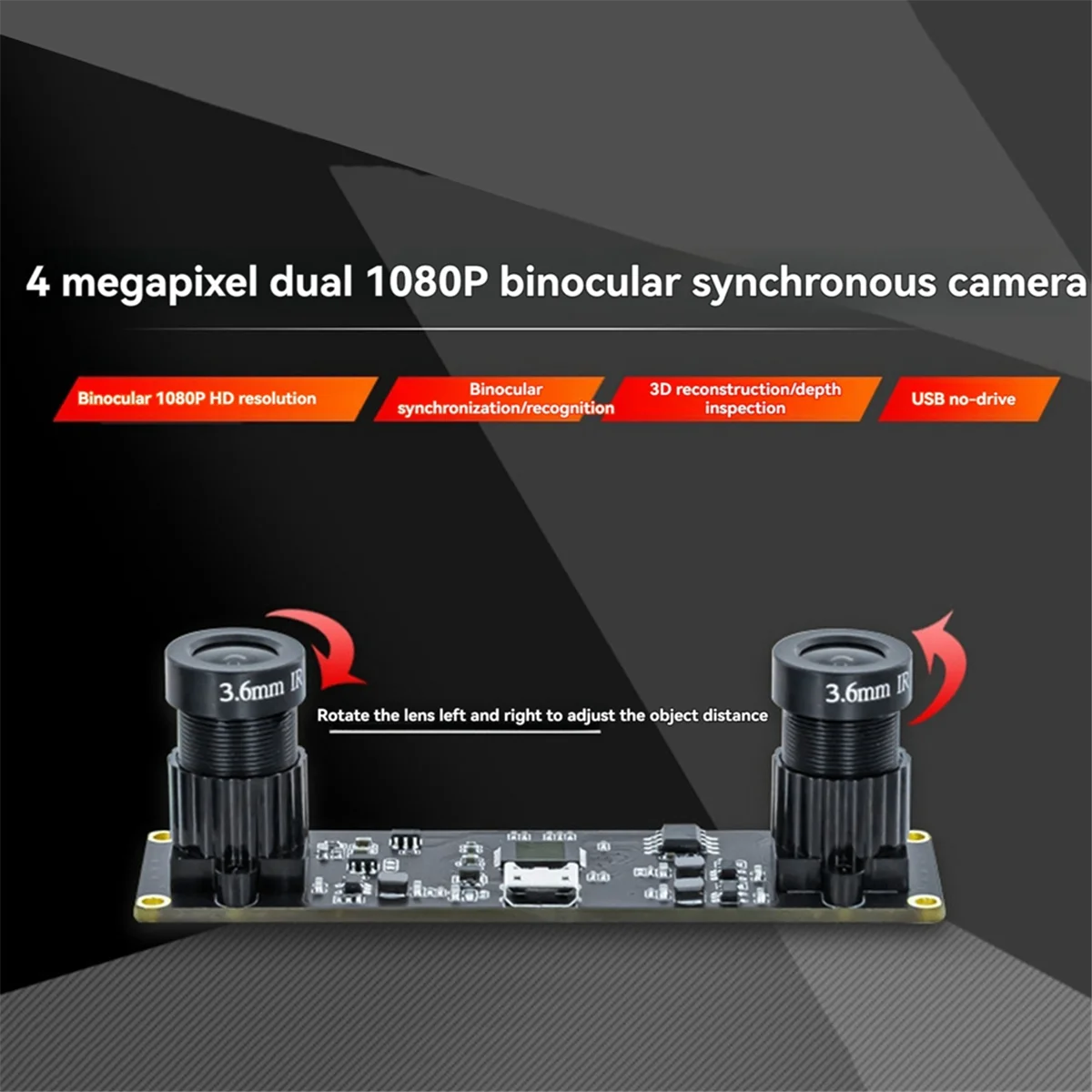Global Shutter Synchronization Dual USB Camera Module 4MP 3840x1080 High Frame Rate 60fps with 80 Degree Lens/3.0mm