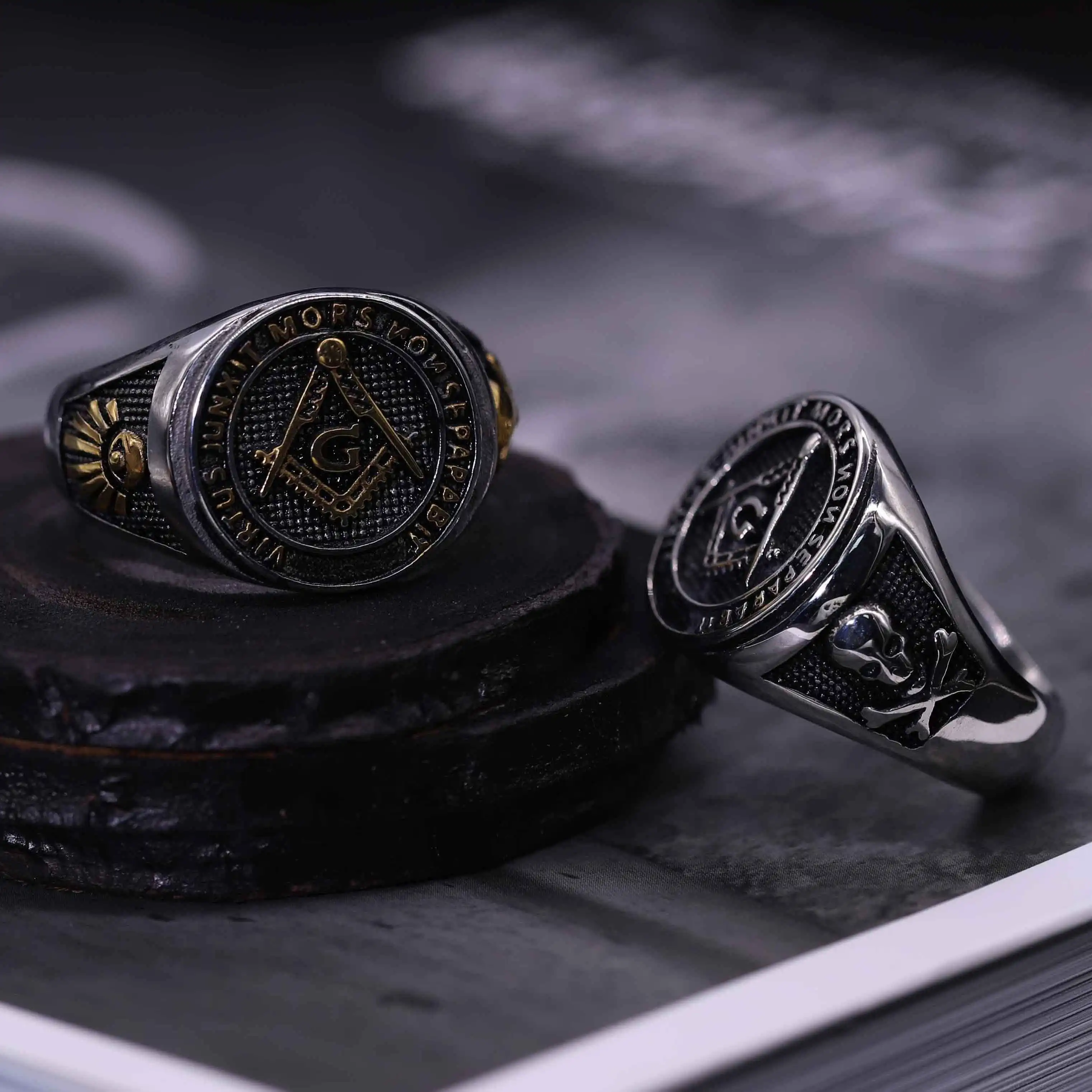 Stainless Steel Freemason Masonic Signet Ring Gothic Retro Thor's Hammer Viking God Odinson Mjölnir Celtic Knot Steampunk Rings