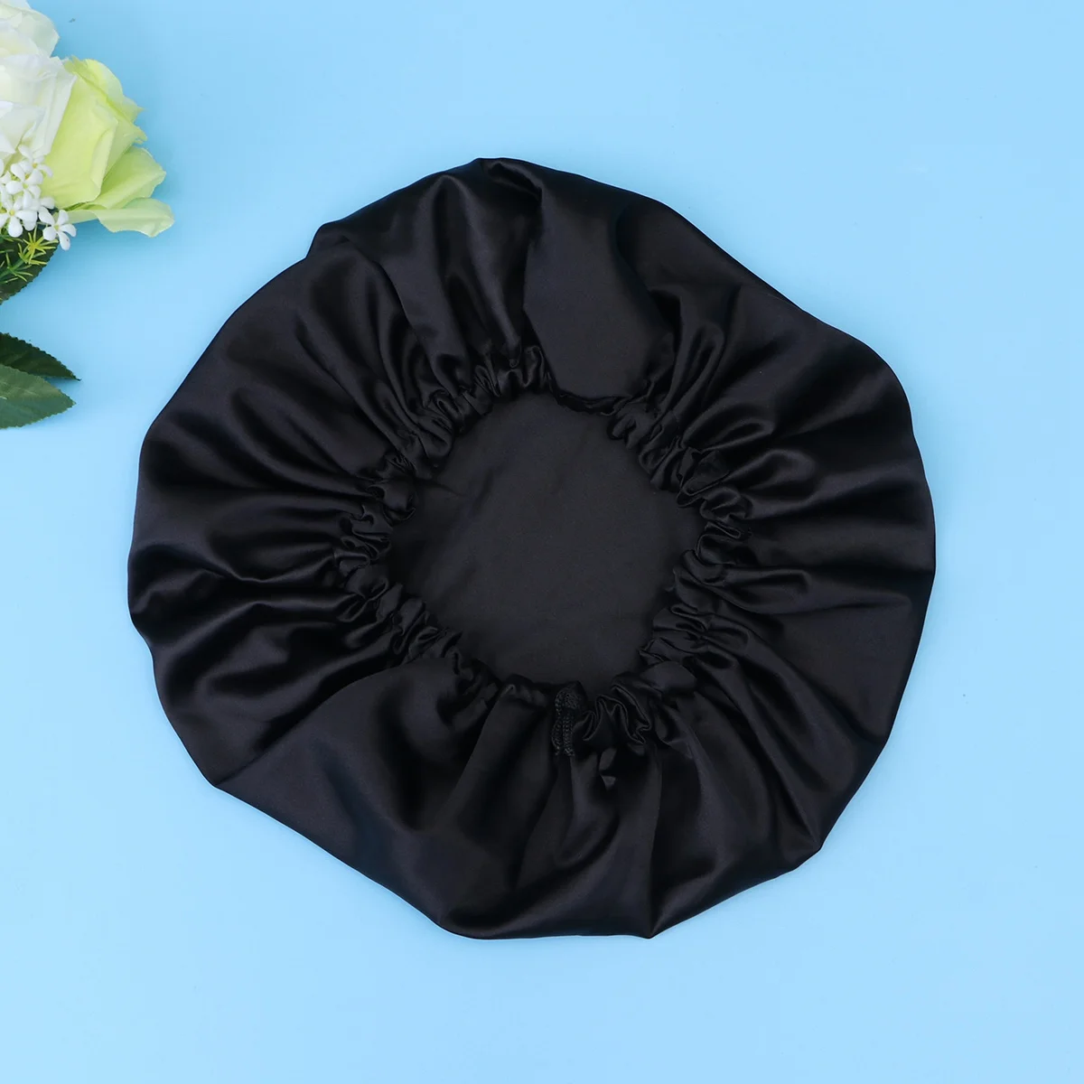 

Натуральная шелковая шапочка для сна с дакроном, мягкая дышащая черная эластичная оправа, ночная защита волос, женская шапка для сна
