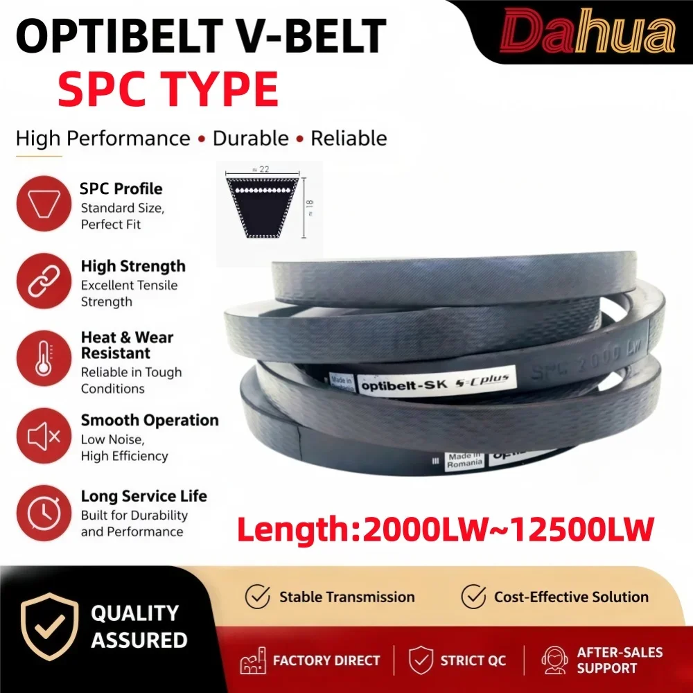 Genuine Optibelt SPC V-Belt Wedge Drive Belt 2000LW-12500LW Oil Heat Resistant Heavy Duty Industrial Transmission Belt for Motor