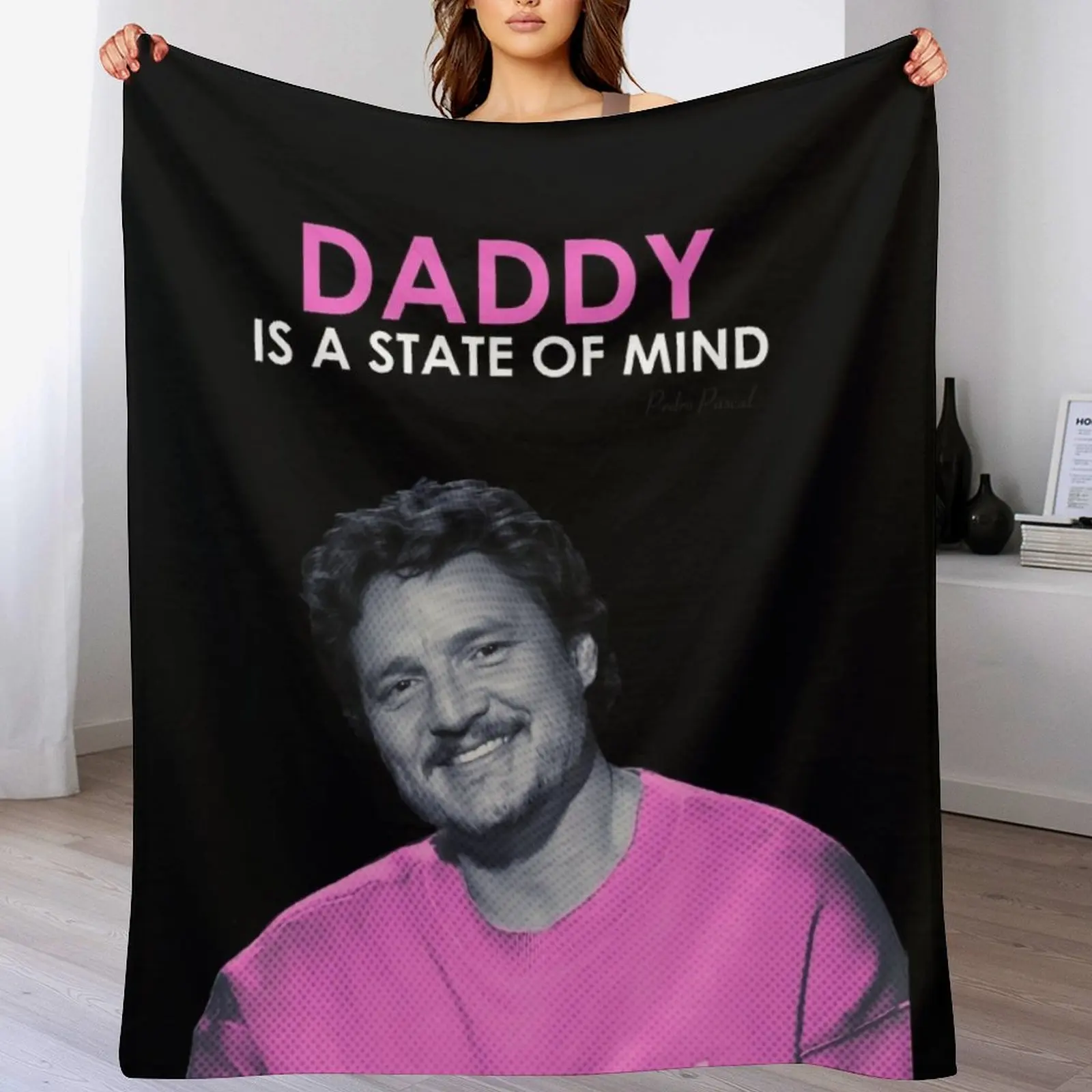Pedro Pascal Daddy Throw Blanket Warm Flannel Blanket for Couch Chair Bedroom
