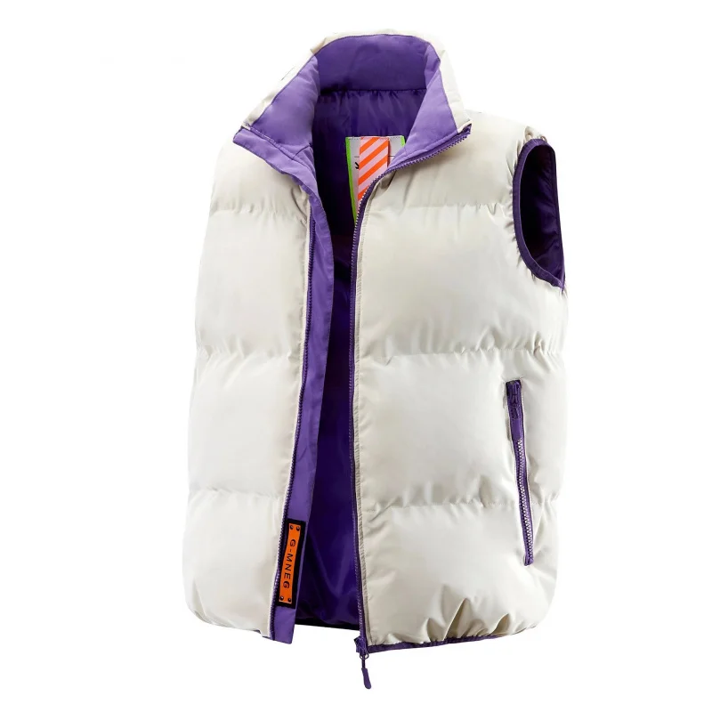 Minsu Stand Collar Vest for Men, Autumn and Winter Thickened Warm Down Cotton Vest, Trendy Versatile Couple Cotton Vest