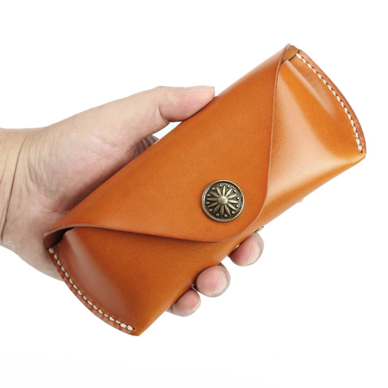 Buckle Design Sunglasses Storage Eyewear Case Portable Eyeglass Protector Vintage Genuine Cowhide Leather Reading Glasses Pouch