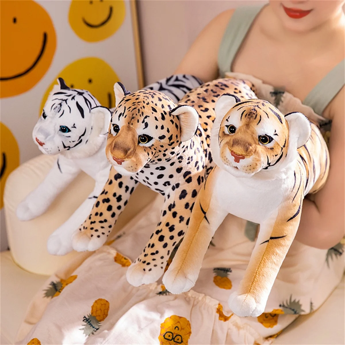 1pc Real Life Lion&Tiger&Leopard Stuffed Plush Animals Toys for Children Simulation Cute Kids Doll Christmas Gift for Girls