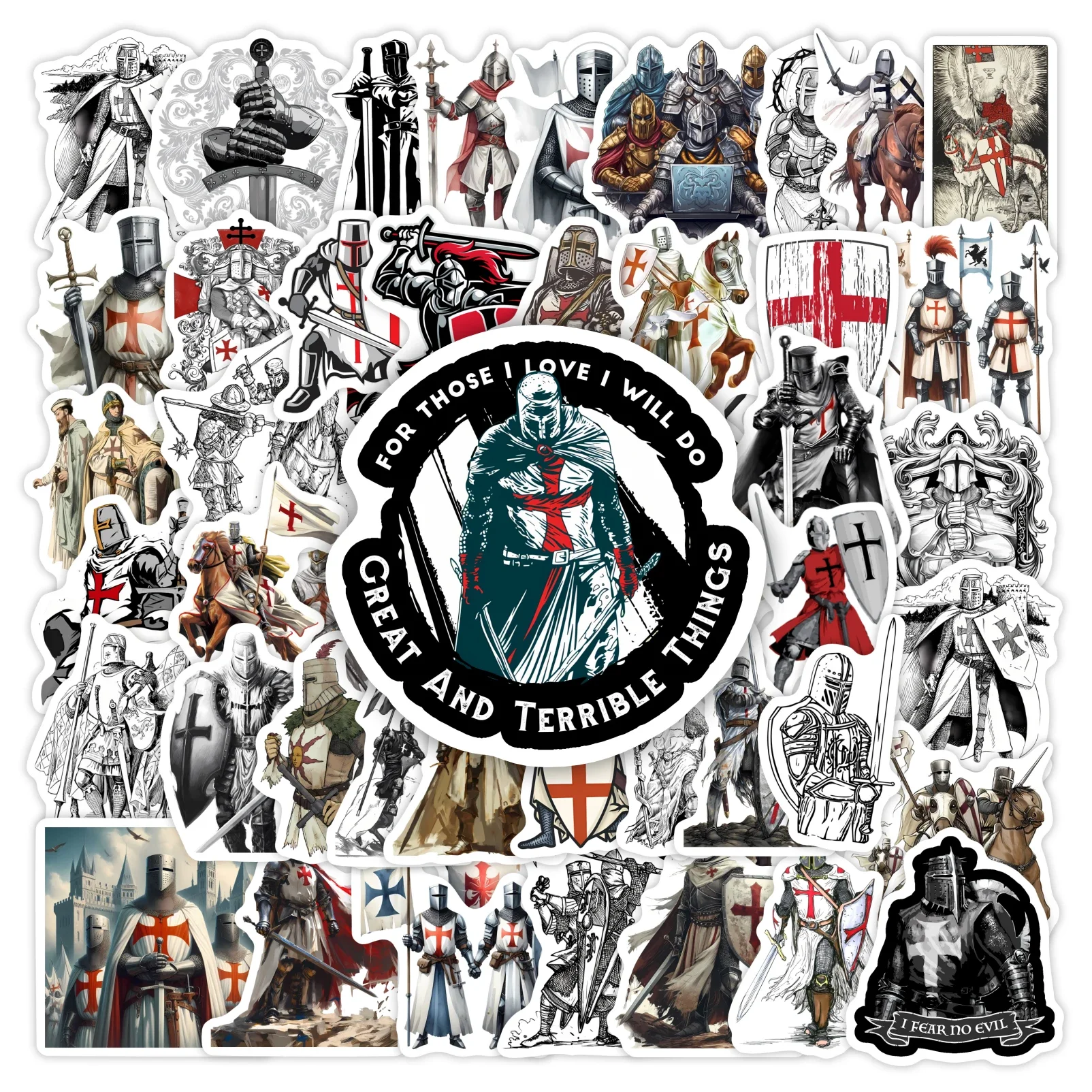 Templar Knight Crusader Stickers Art Kids DIY Gift Toy Decorative Decal for Scrapbook Journal Laptop Luggage Bottles Waterproof