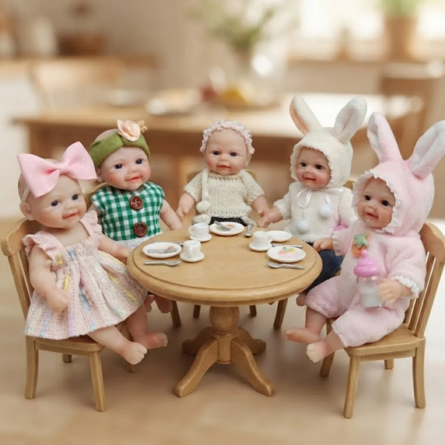 6-Inch Silicone Toy In 5 Different Clothes Handmade Washable Realistic Mini Reborn Doll, Anatomically Accurate, Ideal Gifts