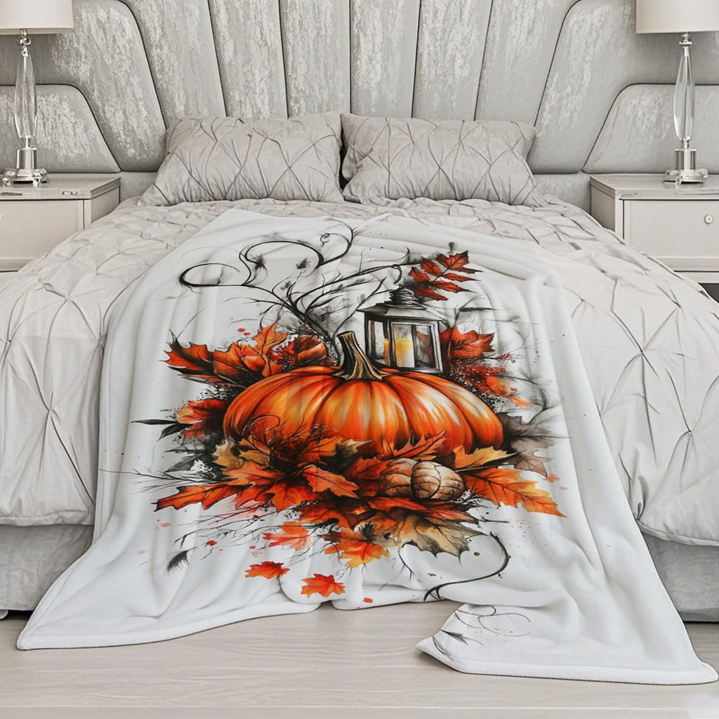 Fall-themed Blanket Microfiber Flannel Cover Blanket Bedroom Living Room Sofa Soft And Comfortable Home Decoration