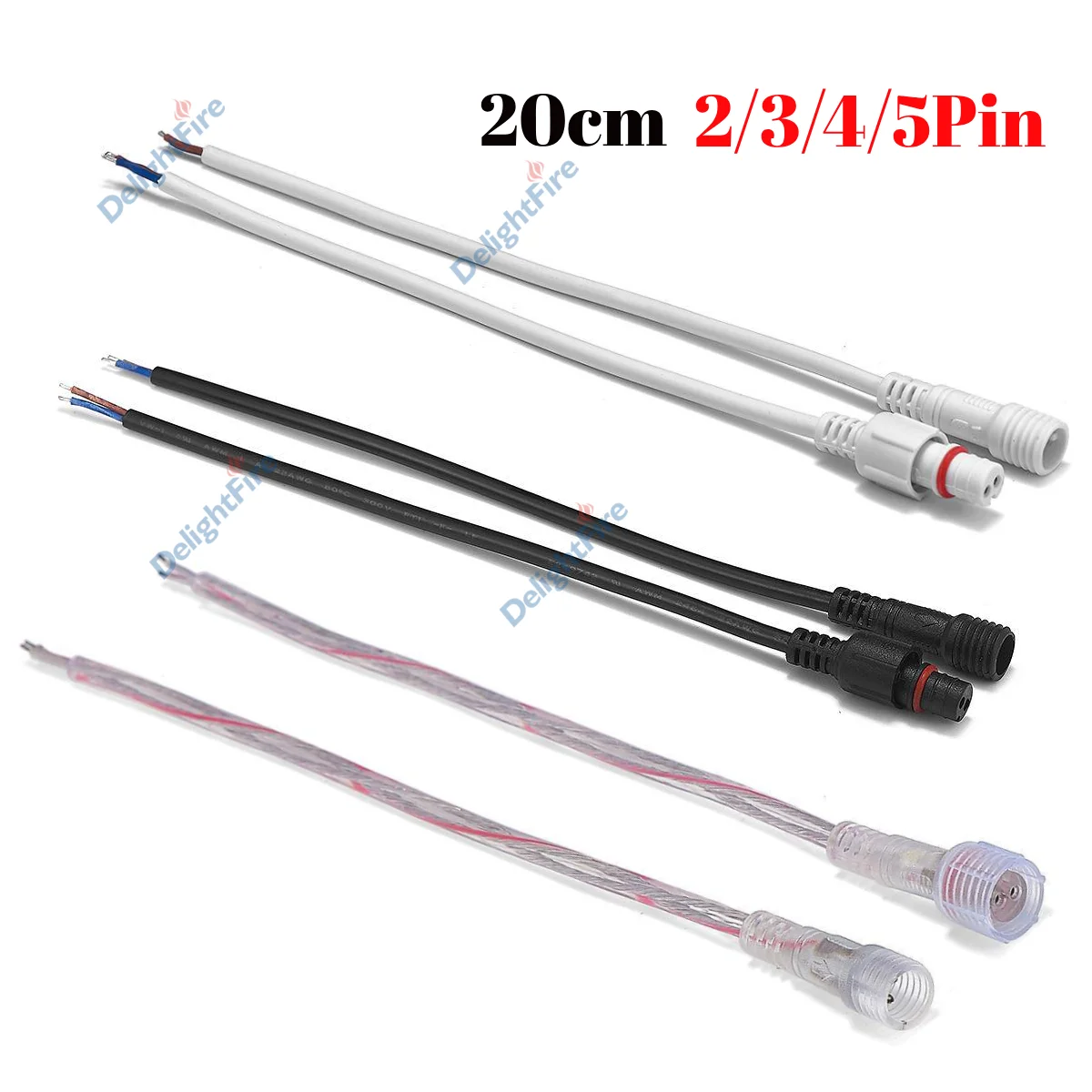 

2 3 4 5 Pin Waterproof Connectors 22 20AWG Male Female Plug Extension Wires IP67 Connector Cord For LED Rigid Strip Flood Light