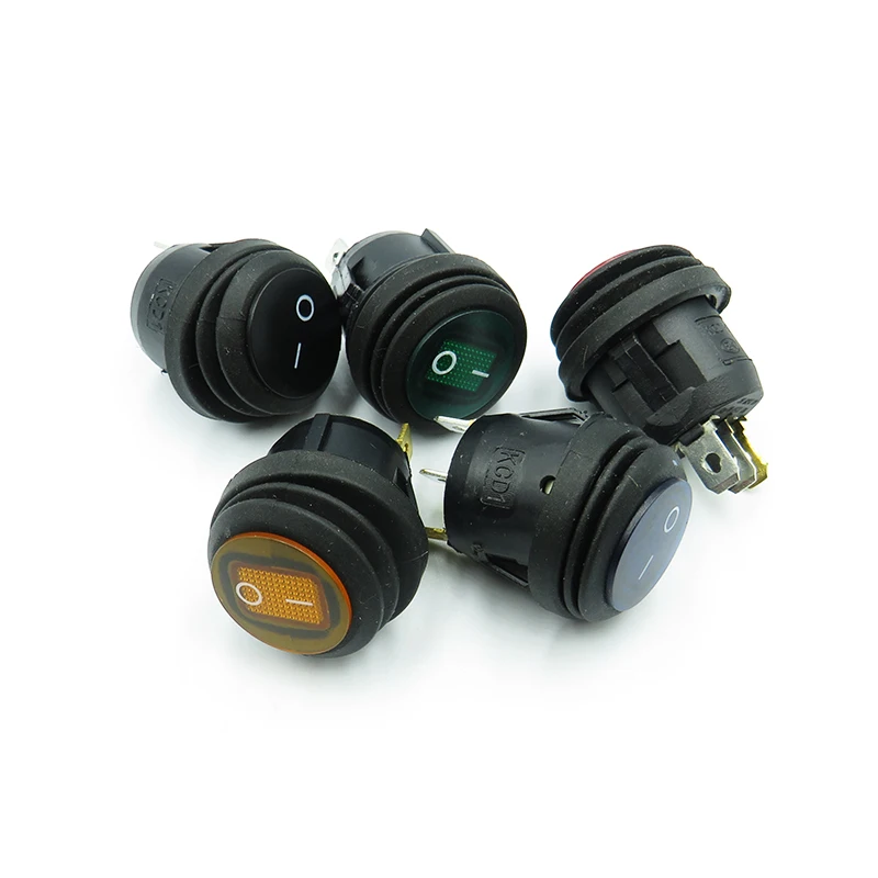 5PCS/LOT KCD1 Waterproof ship type circular switch 2/3PIN/ON-OFF Power switch accessories with lights 20mm 6A250V