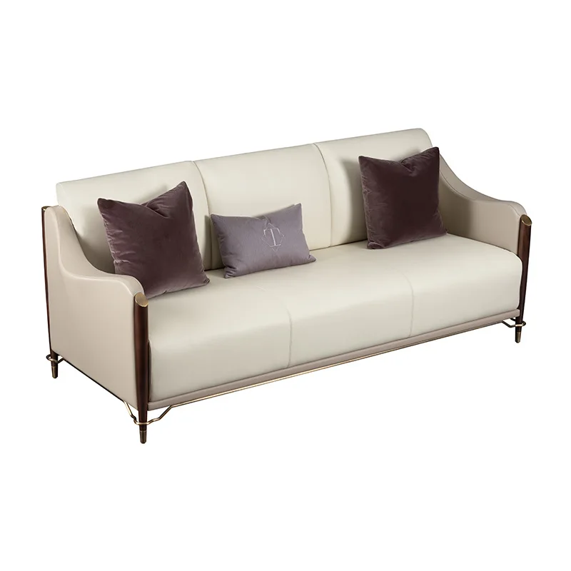

Italian light luxury living room solid wood sofa combination modern villa high-end Italian light luxury
