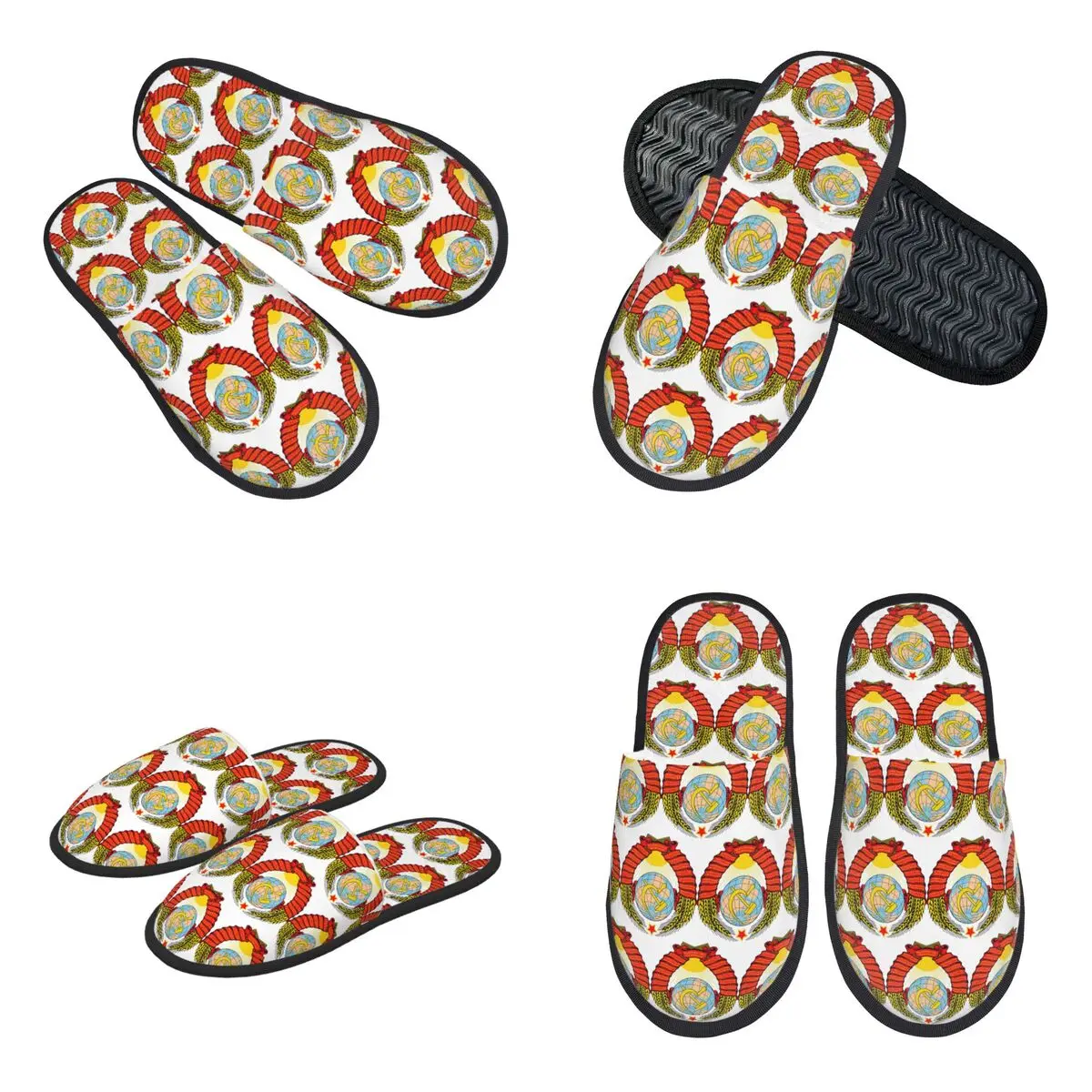 Custom USSR Soviet Union Socialism Slippers Memory Foam Warm Soft Women House Slipper Indoor Comfy Shoes