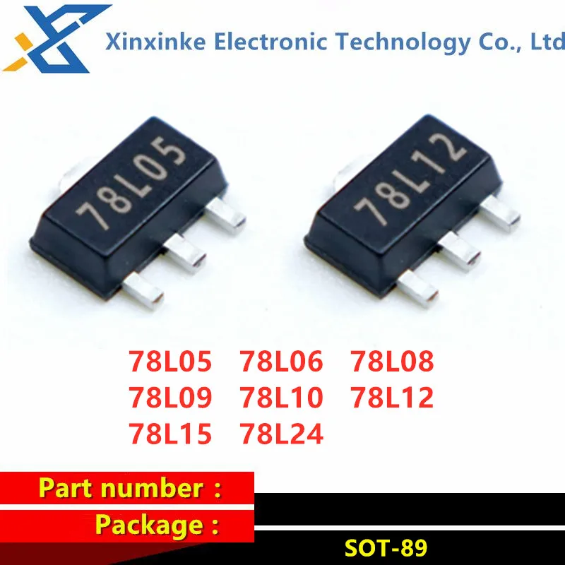 100PCS 78L05 78L06 78L08 78L09 78L10 78L12 78L15 78L24 SOT-89 Three-terminal Regulator Tube Voltage Regulator Chip