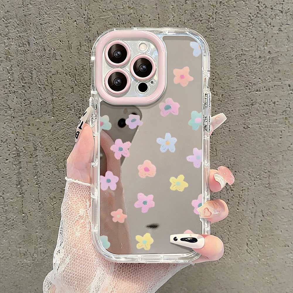 Ölgemälde Rosa Blumen Luftkissen Spiegel Handyhülle für iPhone 17 15 14 16 Pro Max 13 12 11 Pro X XR XS 7 8 Plus 17Air Cover – Detail 1