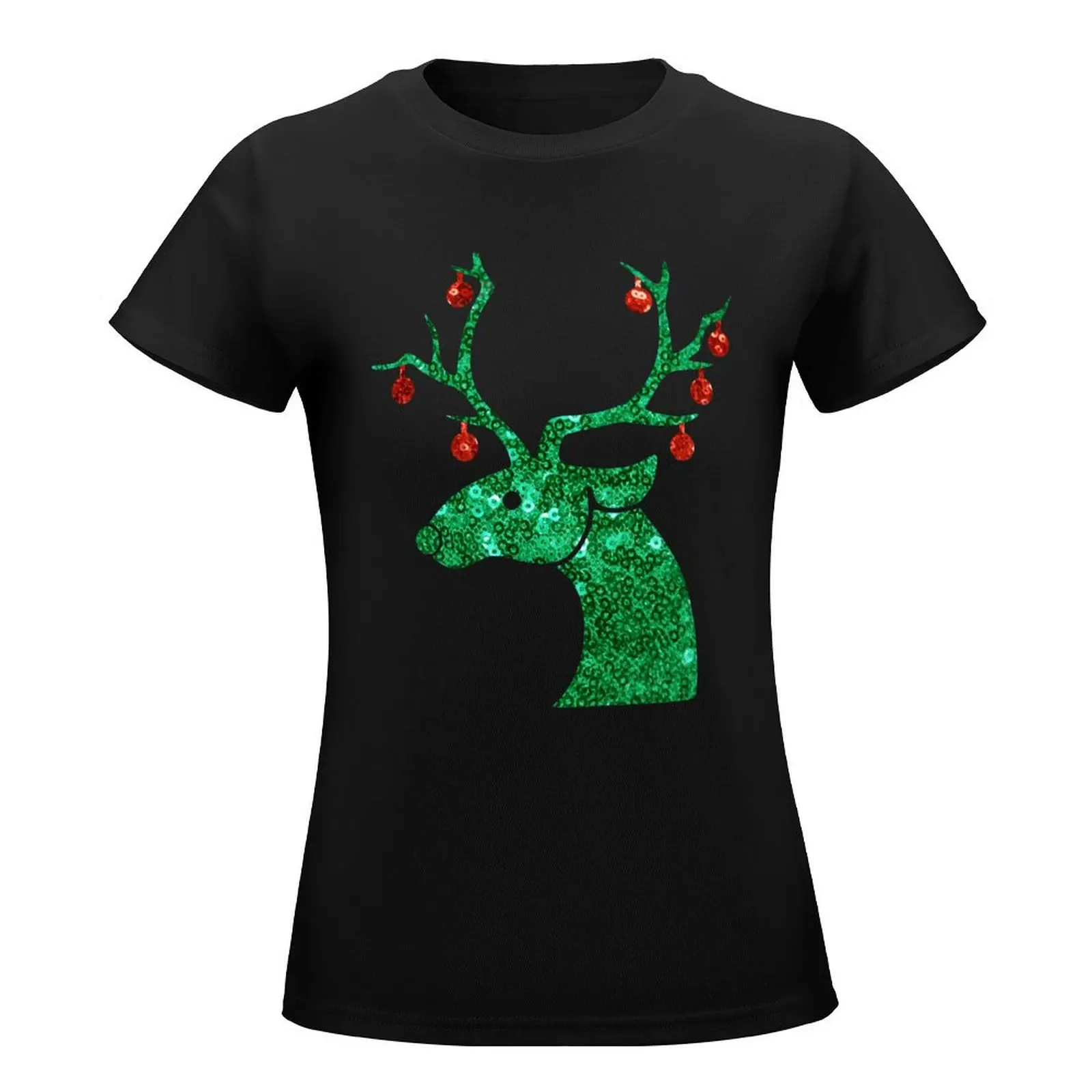 christmas ornament reindeer T-Shirt anime clothes tees Short sleeve tee cute clothes t-shirts for Women loose fit