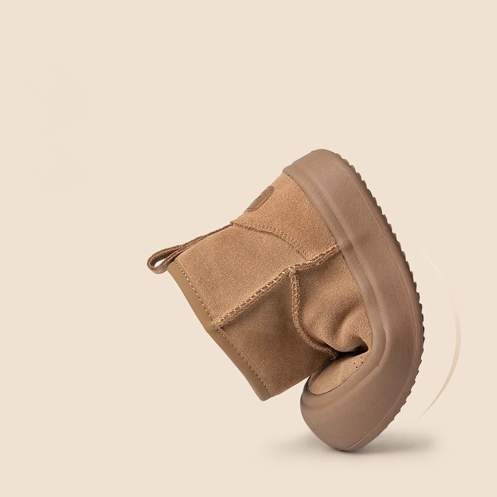 Stivali da neve invernali per bambini Stivali in peluche da ragazza vintage in pelle PU per ragazzo Scarpe in cotone per bambini con suola morbida impermeabili