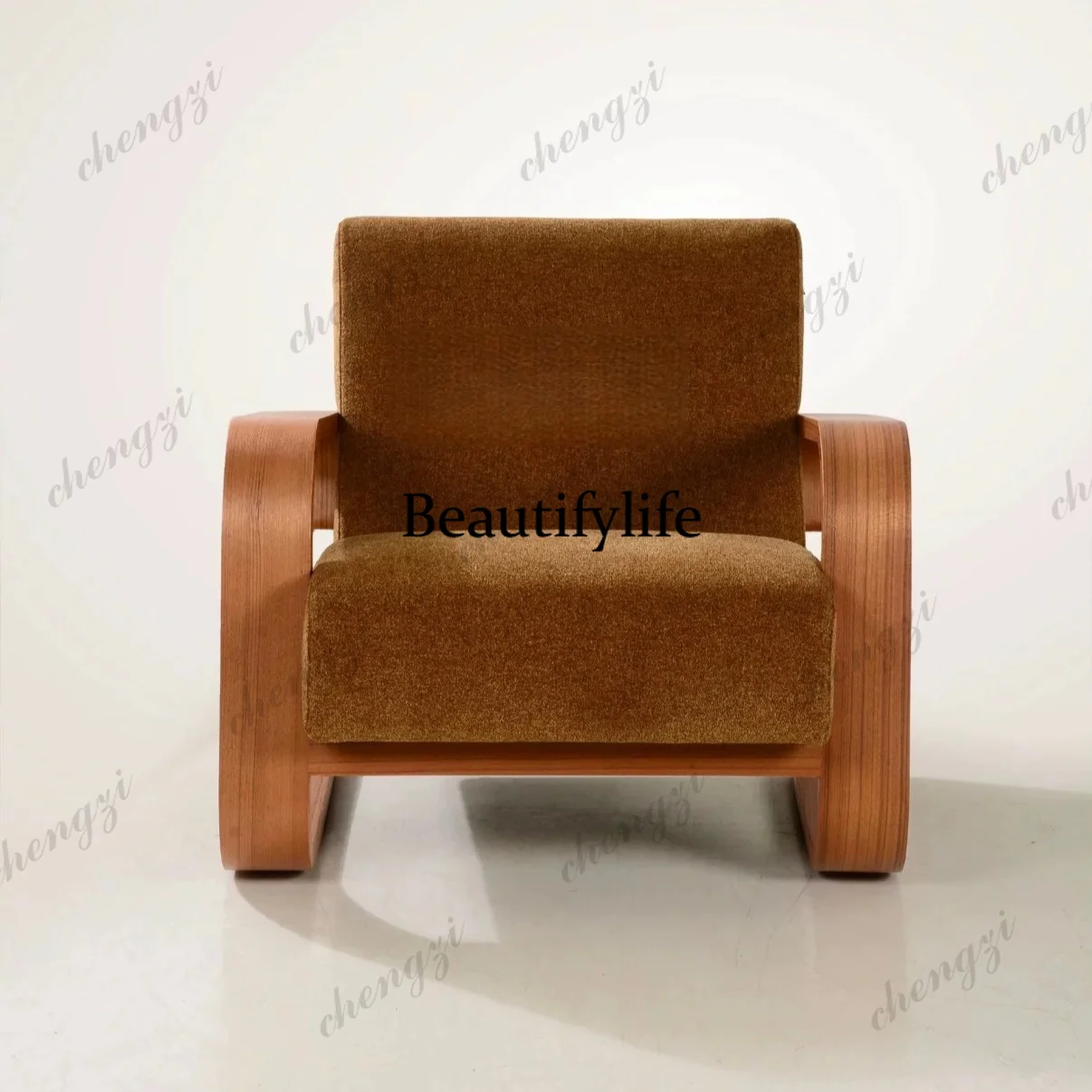 Medieval designer light luxury stainless steel armchair high-end single sofa chair