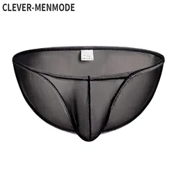 CLEVER-MENMODE Sexy Briefs Men Mesh Soft Underwear Transparent Mini Panties Low Waist Bikini cueca Ultra Thin hombre Underpants