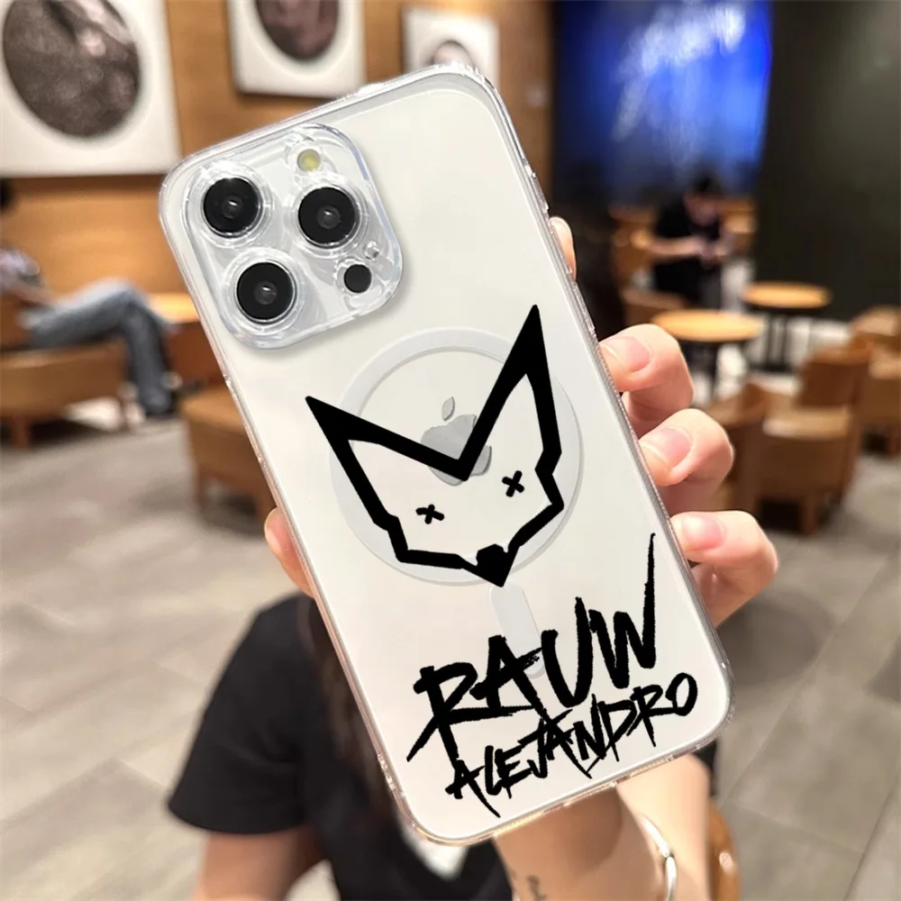 Rapper R-Rauw A-Alejandro Phone Case for iPhone 12 11 13 14 15 16 Max Pro Plus Transparent Magsafe Magnetic Wireless Cover