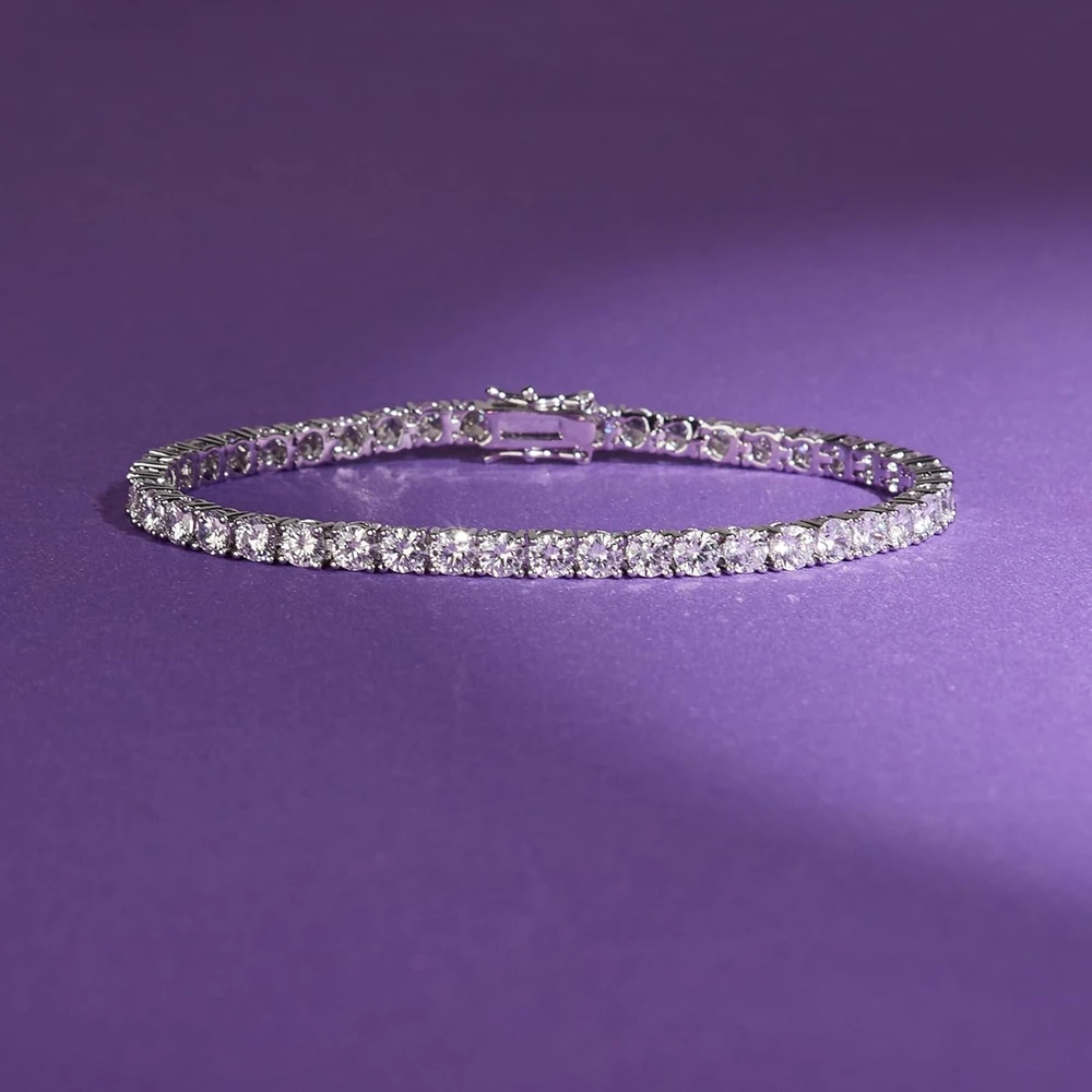 Fabrikpreis S925 Sterling Silber 3/4/5mm D Farbe VVS1 Moissanit Diamant Tennis-Armband für Männer und Frauen mit GRA – Detail 5