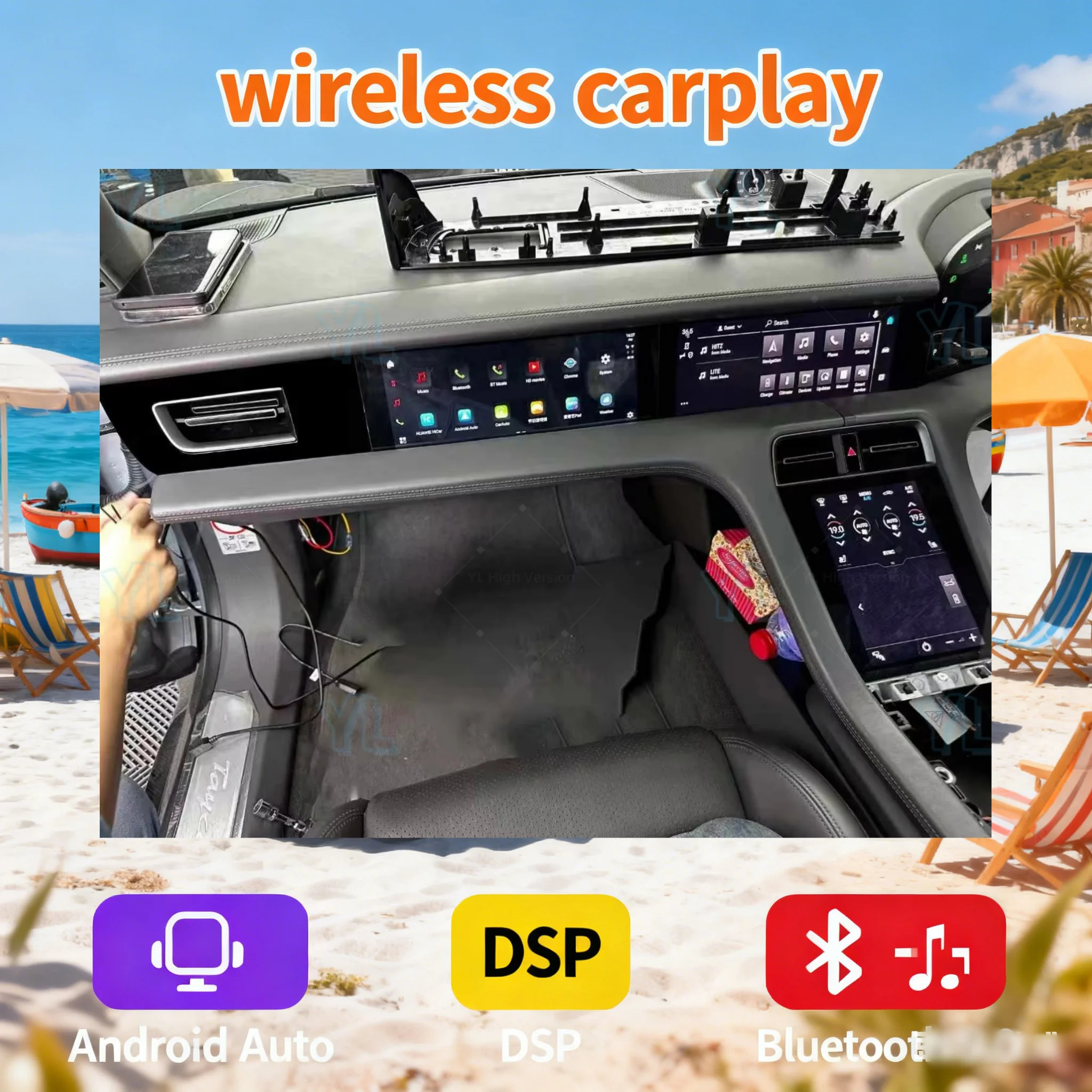 

Android 13.0 GPS беспроводной Carplay для Porsche Taycan 2019-2025 автомобильный радиоприемник второй пилот экран мультимедийный плеер HeadUnit 4G