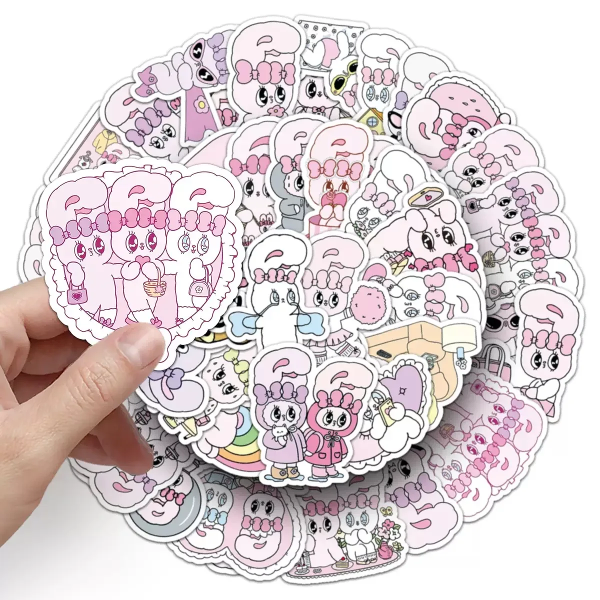 50 pegatinas de PVC de dibujos animados de Esther Bunny, impermeables, para decoración DIY, para monopatín, equipaje, teléfono, nevera, coche, regalos
