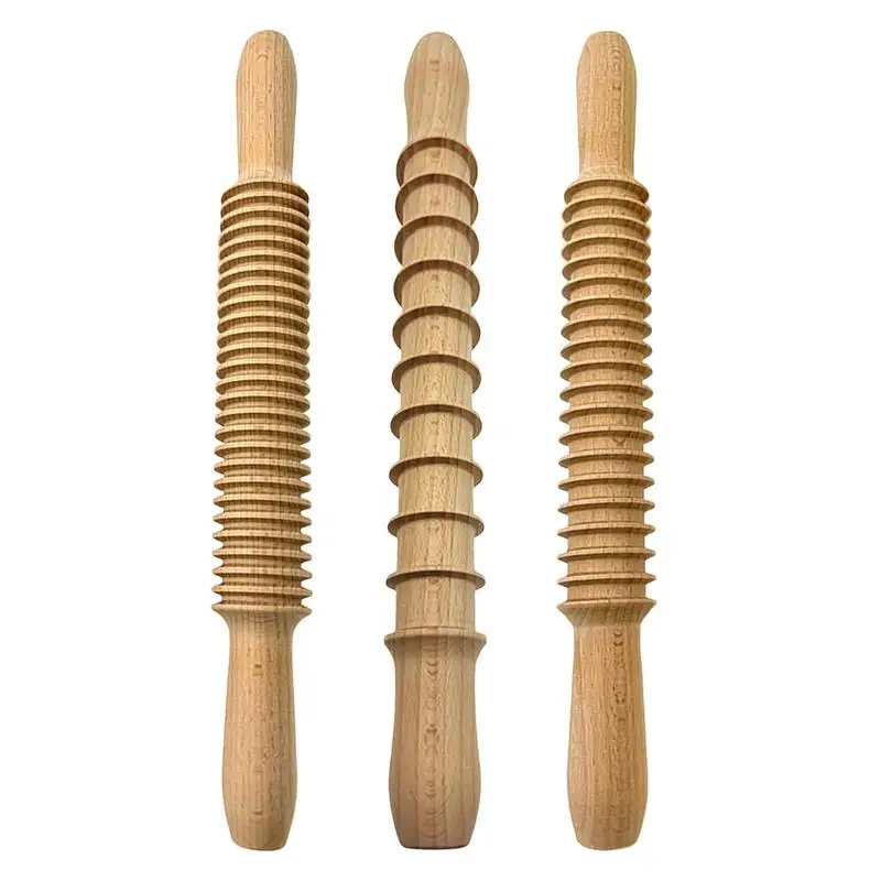 Dough Rolling Pin Multi-purpose Baking Dough Rolling Pin Threaded Dough Pasta Rolling Pin Home Pastry Baking Beechwood Rolling