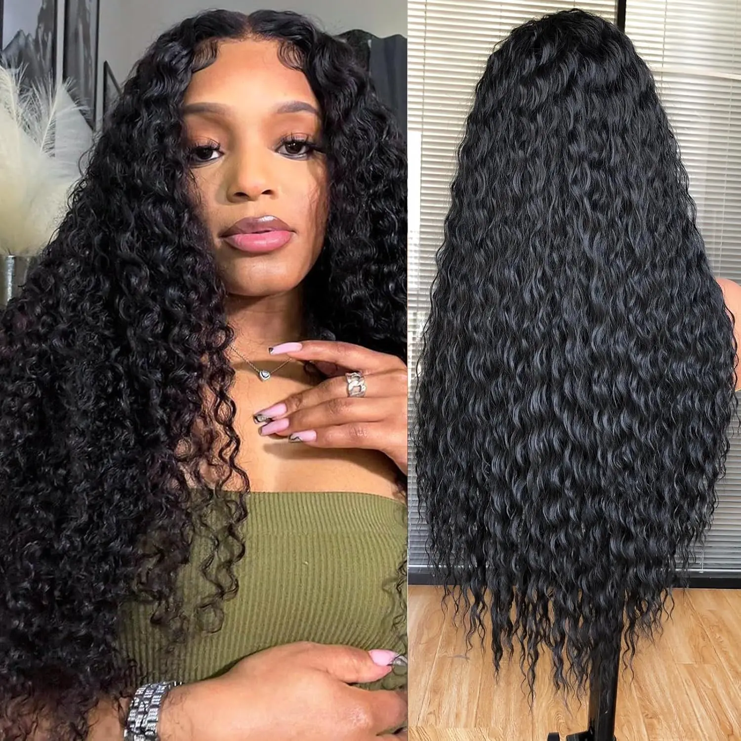 200% Density Deep Wave 13x4 Lace Front Wigs Human Hair For Black Women 13X6 Lace Frontal Wigs 4x4 Lace Closure Wig Pre Plucked