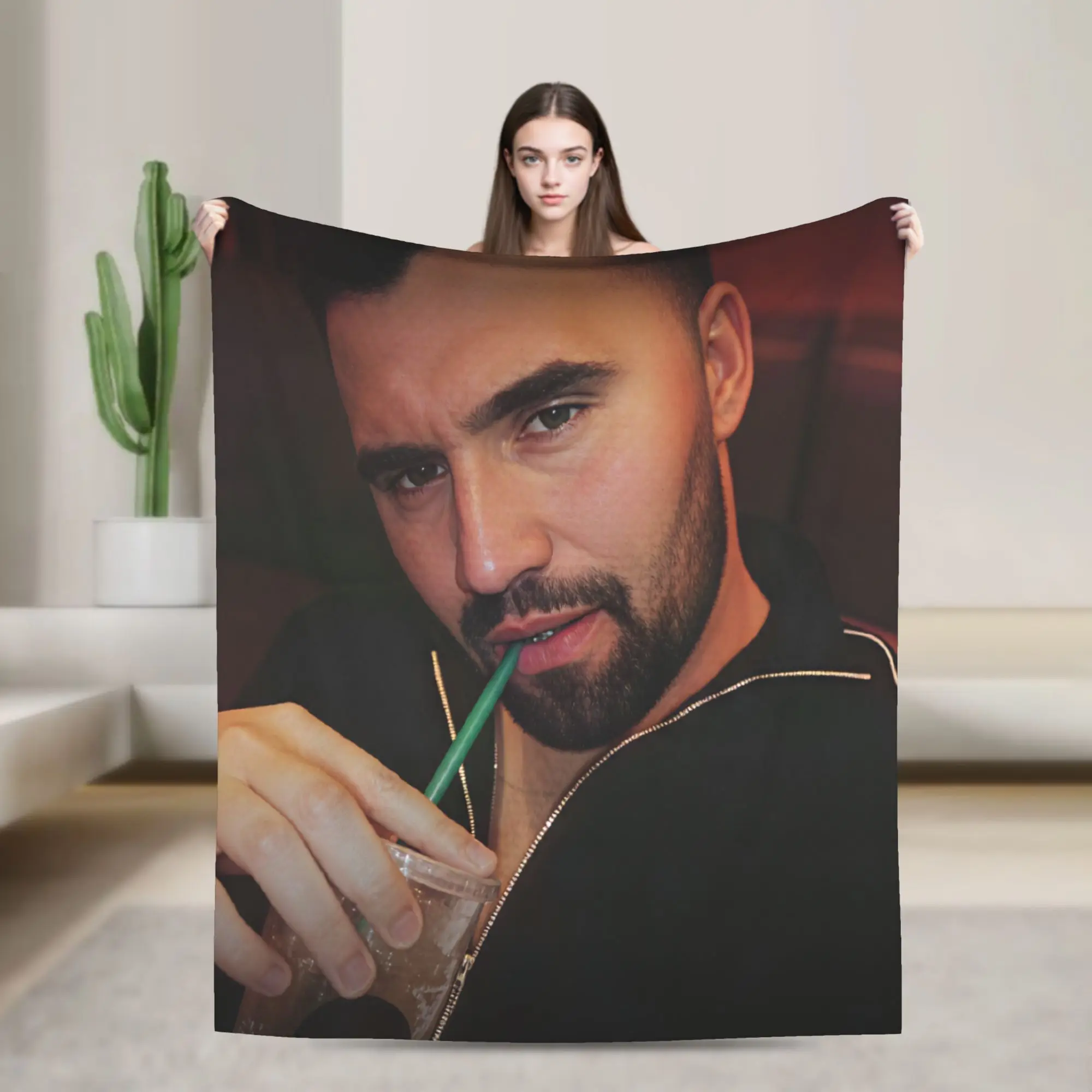 Charlie Kirk Bearded Man Drinking Iced Coffee Flannel Blankets Soft Throw Blanket for Living Room Camping Bedspread Sofa Cover