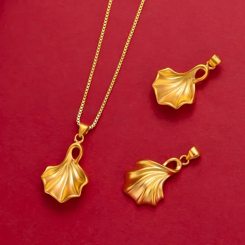 

Real Gold Leaf Pendant Clavicle Chain, 24K Yellow Gold Ginkgo Leaf Necklace Pendant Fashion Jewelry Ladies Wedding Birthday Gift