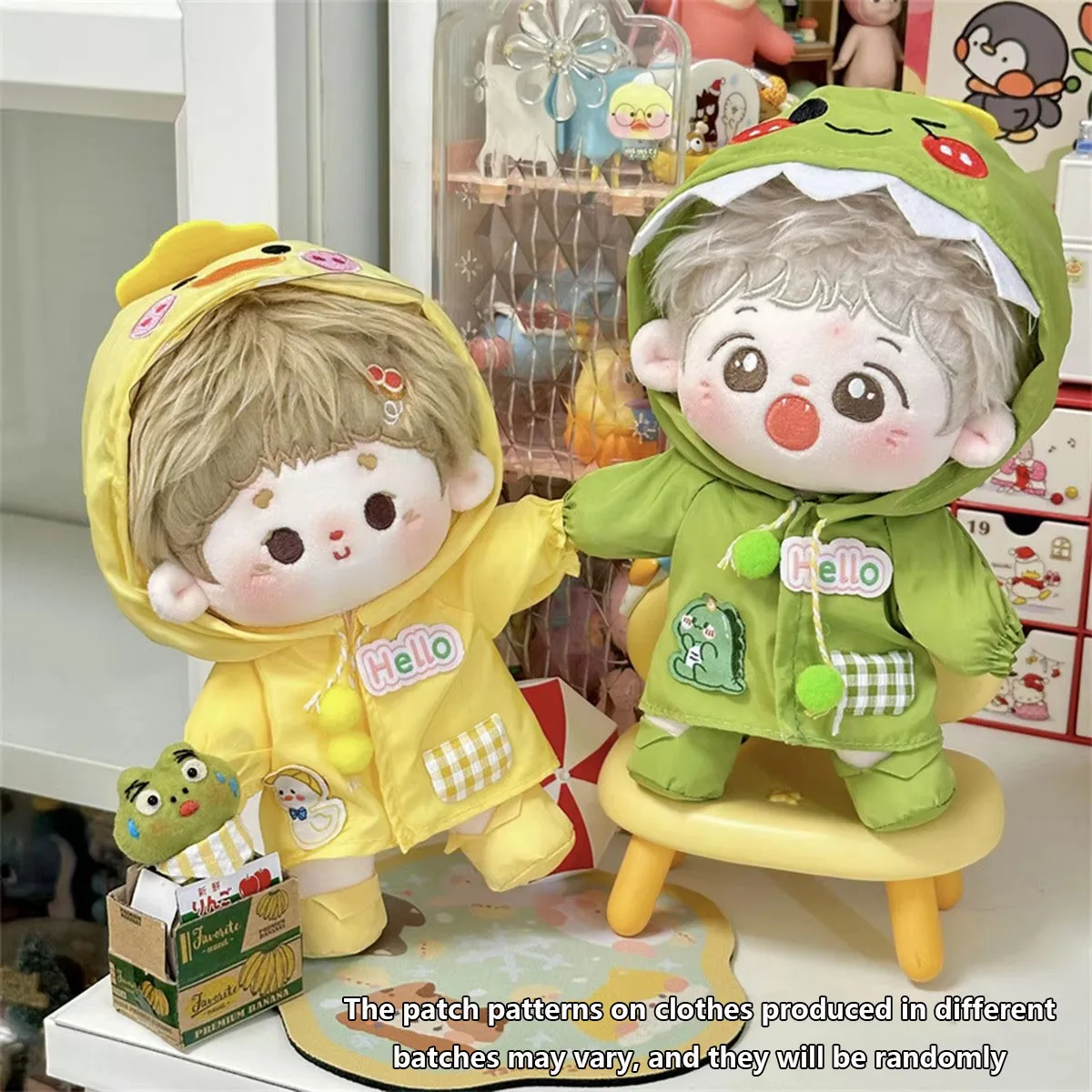 Mini Plush Doll Clothes Outfit Accessories Dinosaur Raincoat Set For Labubu Idol V1 V2 Doll Clothes Gift