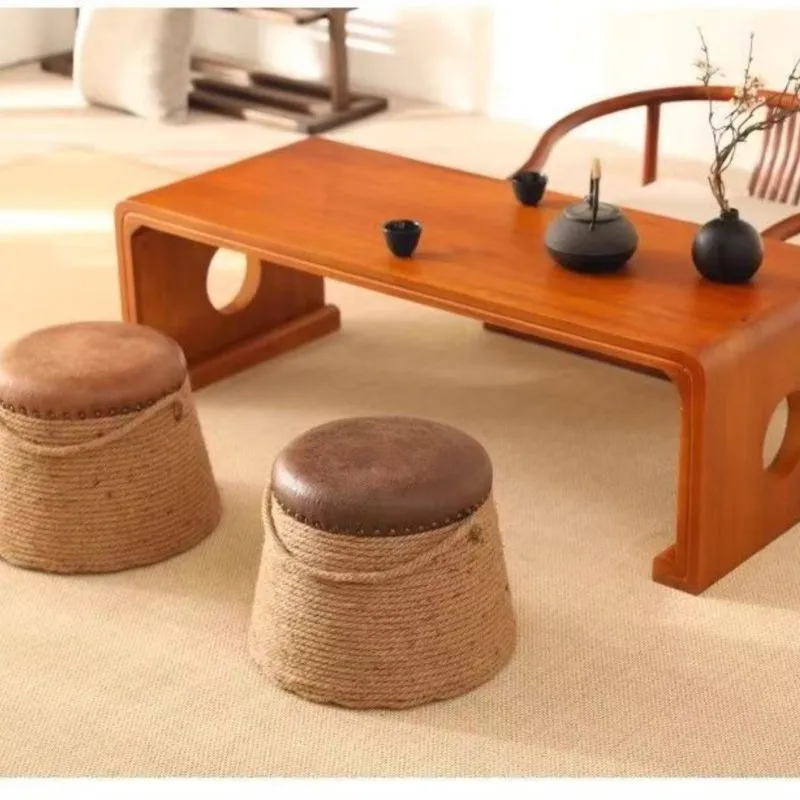 Handmade hemp rope small round stool, living room balcony, leisure decoration, multifunctional sitting stools
