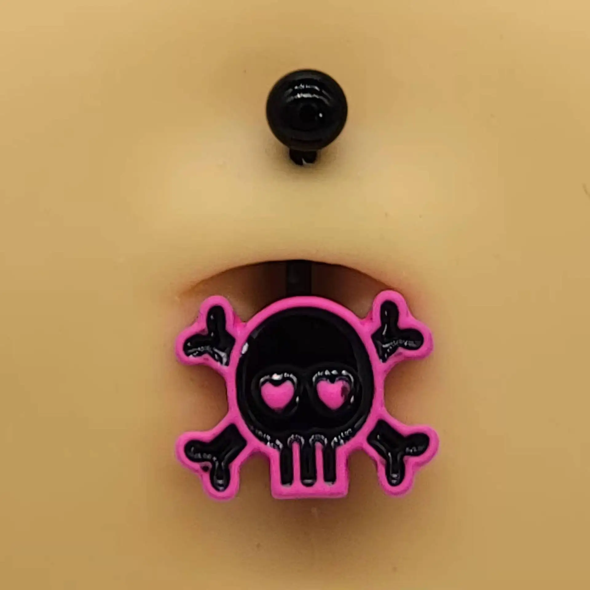 Skull Pink Rose Ombligo Piercing Punk Black Belly Button Ring Short Ghost Umbilical Navel Rings Body Piercing Jewelry