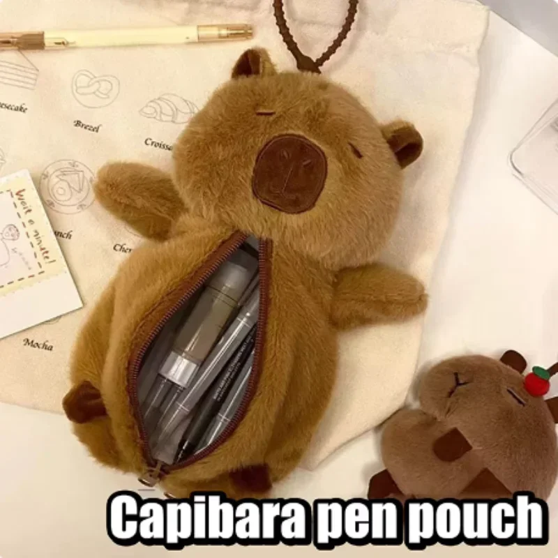 

Large Capacity Capybara Pen Bag Animal Doll Zipper Cartoon Capybara Doll Soft Cute Capibara Pencil Pouch