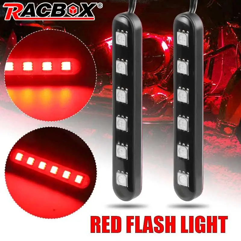 12V Motorcycle LED Tail Light 6led Taillights Strip Flashing Light Red Flowing Strobe Light Rear Stop Lamp Universal Accessories