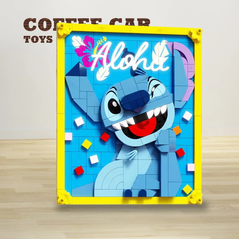Cute Stitch DIY Building Blocks Mosaic Art Kit Creative Pixel Wall Decor Anime Movie MOC Bricks Painting Adult Kid Birthday Gift
