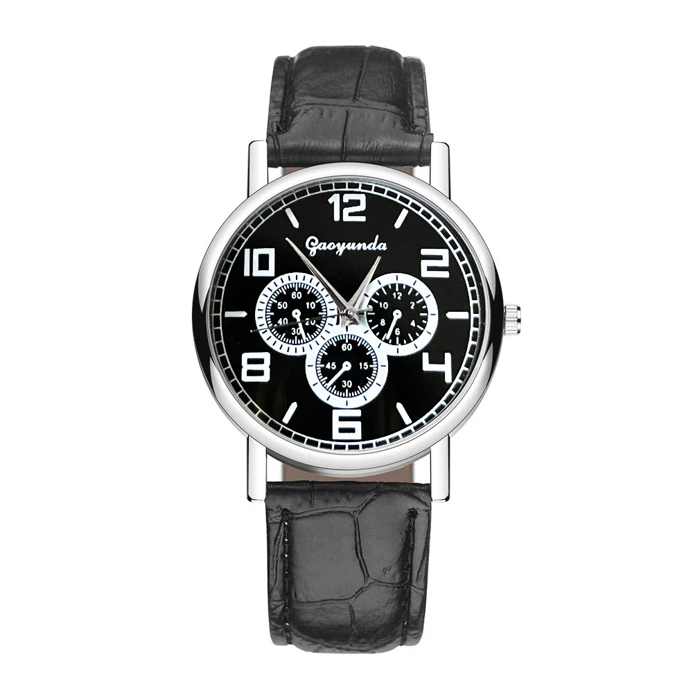 

SKOMIT Men Fashion Sports Watches Luxury Business Black Quartz Wristwatch with Leather Strap Men Watch Gifts